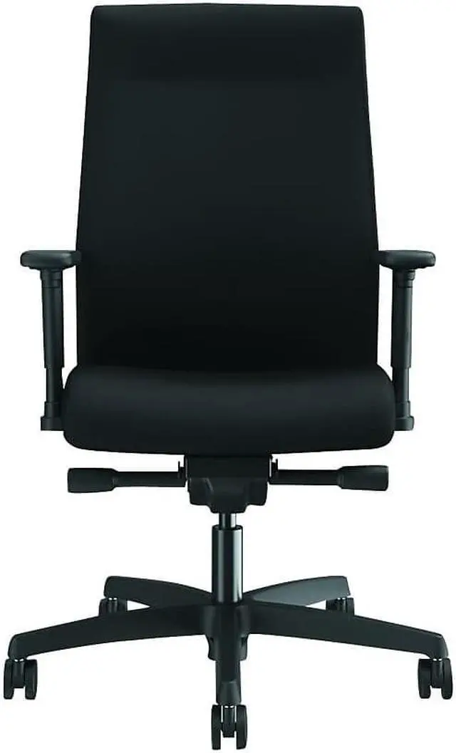 Alt view image 2 of 6 - HON Ignition Adjustable Arms Fabric Task Chair - Fabric Seat - Fabric Back - Black Frame - 5-star Base - Black - 27" Wid