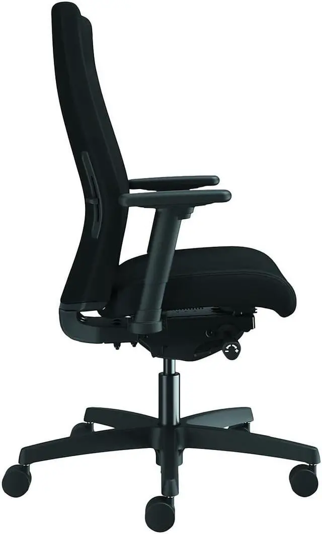 Alt view image 4 of 6 - HON Ignition Adjustable Arms Fabric Task Chair - Fabric Seat - Fabric Back - Black Frame - 5-star Base - Black - 27" Wid