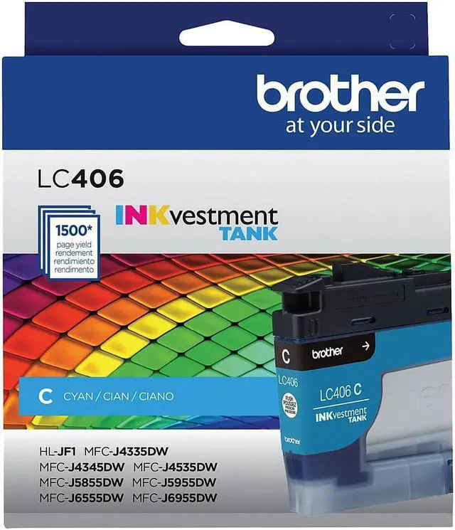 Alt view image 4 of 10 - Brother LC406CS INKvestment Ink 1500 Page-Yield Cyan