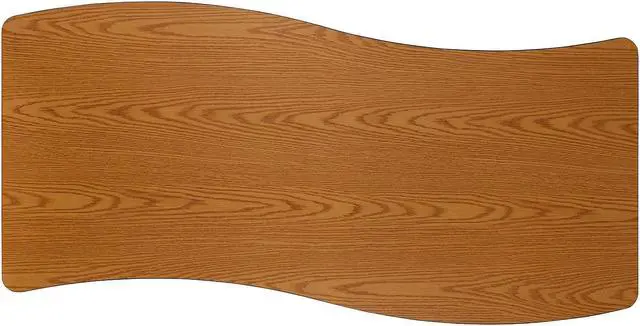 Alt view image 11 of 14 - Mobile 26"W x 60"L Rectangular Wave Flexible Collaborative Oak Laminate Activity Table - Height Adjustable Short Legs