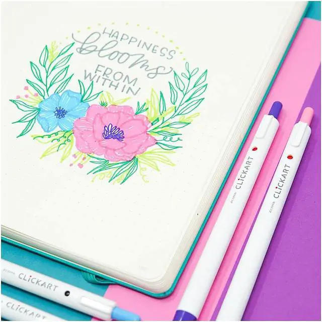 Alt view image 6 of 6 - Zebra Pen ClickArt Porous Point Pen Retractable Fine 0.6mm Assorted Ink 12 Pack