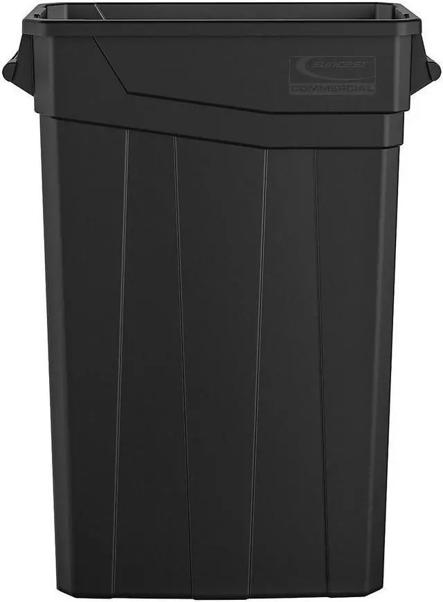 Alt view image 5 of 9 - Suncast Commercial TCNH2030BK Narrow Trash Can With Handles, 30.00" Height x 11.08" Width, 23 gal Capacity, Black