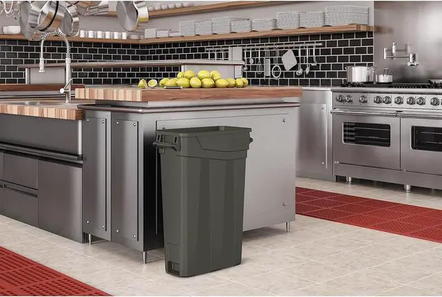 Alt view image 7 of 9 - Suncast Commercial TCNH2030BK Narrow Trash Can With Handles, 30.00" Height x 11.08" Width, 23 gal Capacity, Black