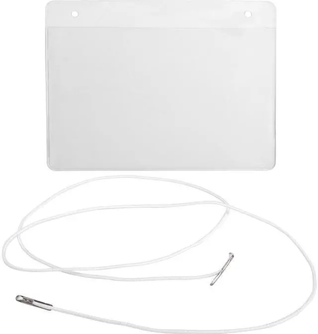 Alt view image 6 of 6 - Business Source Elastic Cord Hanging Name Badges - 50 / Box - 4" Width x 3" Height - Durable, Reusable - Plastic - White