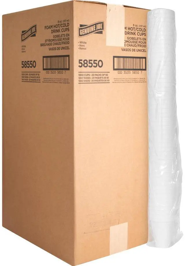Alt view image 13 of 14 - Foam Cups 8 oz. 1000/CT White