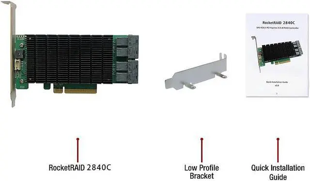 Alt view image 16 of 16 - HighPoint RR2840C PCI-Express 3.0 x8 Low Profile PCI-Express Controller Card