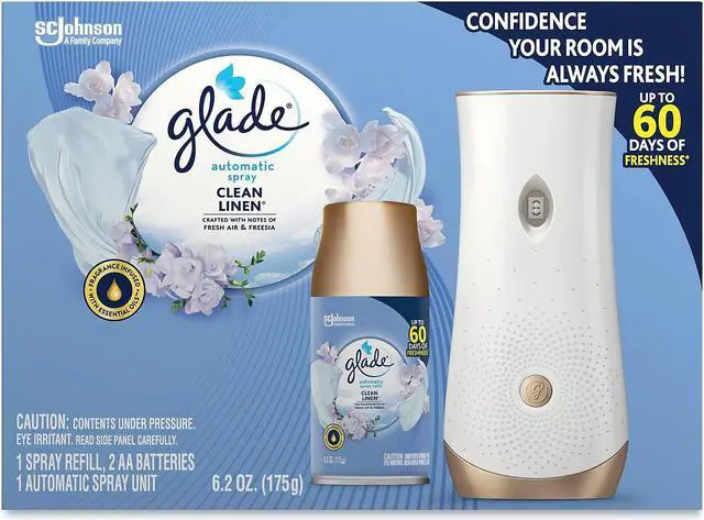 Alt view image 15 of 15 - Glade Automatic Air Freshener Starter Kit Spray Unit & Refill Clean Linen