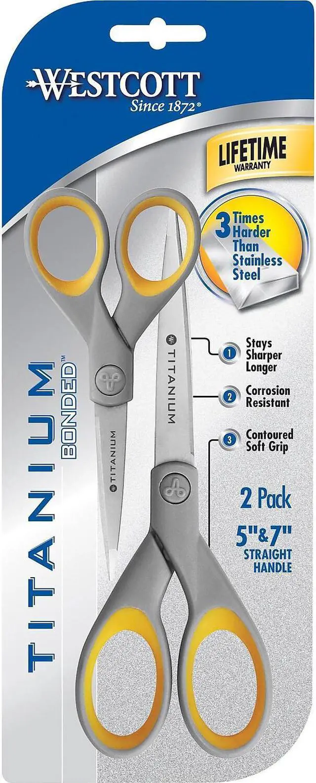 Alt view image 5 of 5 - Westcott Titanium Bonded Scissors Set 5" and 7" Long 2/Pack 13824
