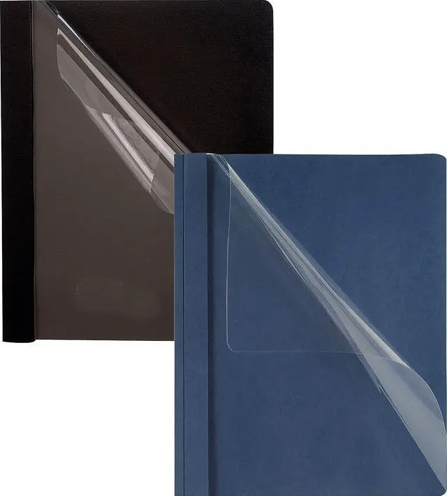 Alt view image 4 of 4 - Oxford 50443 Paper Report Cover, Tang Clip, Letter, 1/2" Capacity, Clear/Navy, 5/Pack