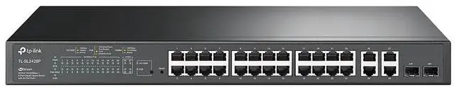Alt view image 9 of 15 - TP-Link 24-Port 10/100Mbps + 4-Port Gigabit Smart PoE+ Switch - 24 Ports - Manageable - 2 Layer Supported - 2 SFP Slots - 18.80 W Power Consumption - 250 W PoE Budget - Optical Fiber, Twisted Pair - P