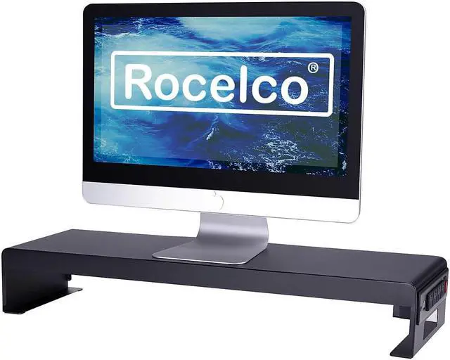 Alt view image 17 of 20 - Rocelco 30" Premium Dual Monitor Stand with AC Power Supply & USB 2.0 Charging