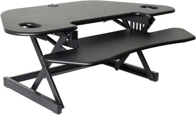 Alt view image 18 of 18 - Rocelco Corner Adjustable Desk Riser 46" Wide with Extended Vertical Range (Black)