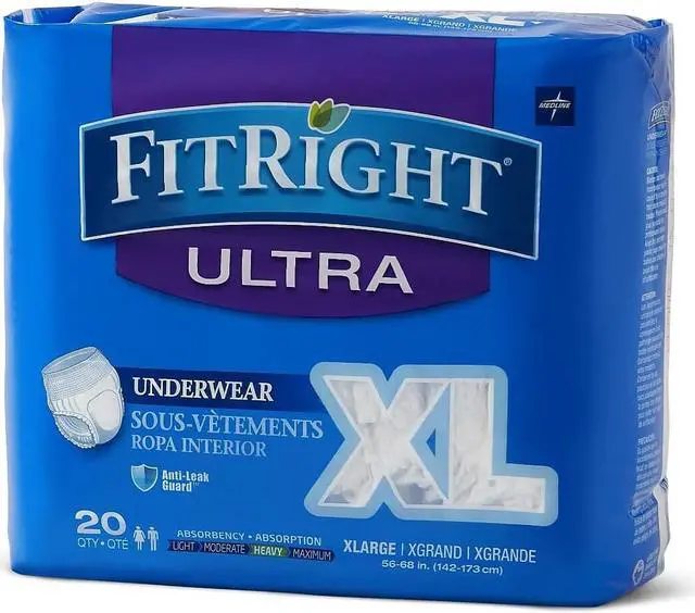 Alt view image 7 of 8 - Medline FitRight Ultra Protective Underwear  X-Large  56"-68"  20/Bag (FIT23600A) FIT23600ACT