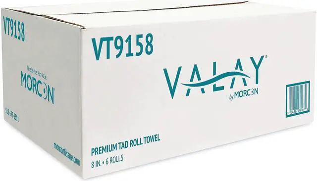 Alt view image 5 of 5 - Valay Universal TAD Roll Towels, 1-Ply, 8" x 600 ft, White, 6 Rolls/Carton