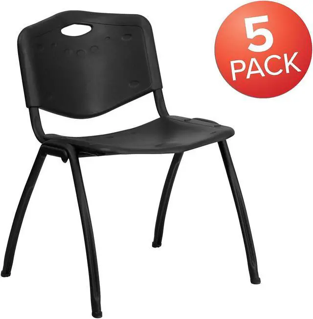 Alt view image 2 of 17 - 5 Pk. HERCULES Series 880 lb. Capacity Black Plastic Stack Chair