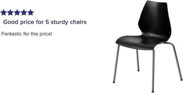 Alt view image 6 of 14 - Flash Furniture 5 Pk. HERCULES Series 770 lb. Capacity Black Stack Chair with Lumbar Support and Silver Frame