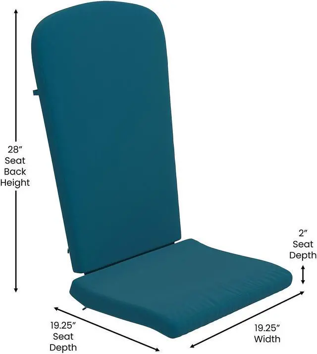 Alt view image 13 of 20 - Savannah Set of 2 All-Weather Poly Resin Wood Adirondack Rocking Chairs in White with Teal Cushions for Deck, Porch, and Patio