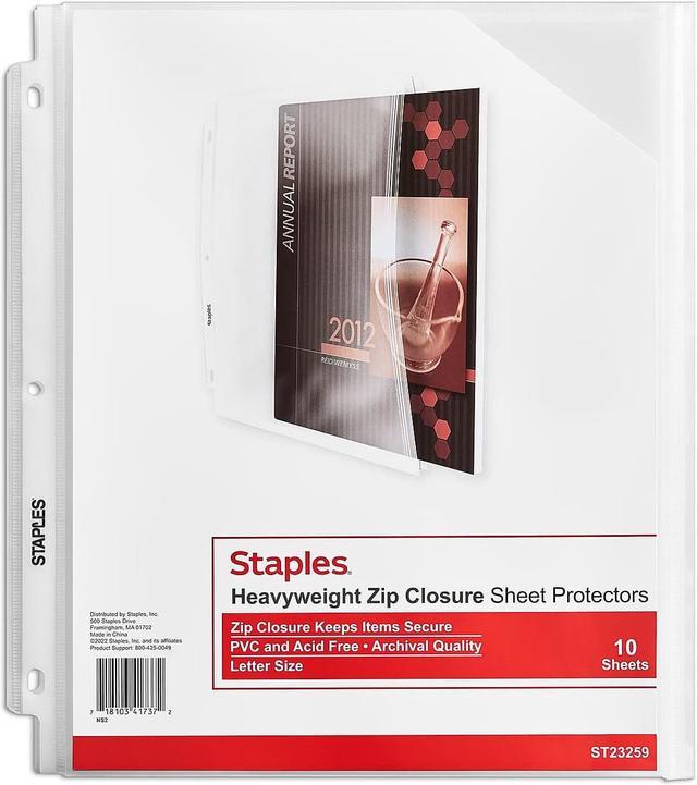 Staples Medium Weight Sheet Protectors 8.5 x 11 Clear 10/Pack (23259) 