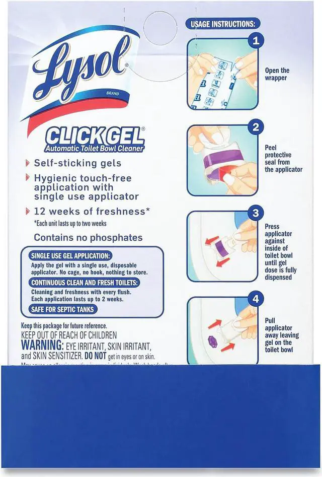 Alt view image 2 of 8 - LYSOL Brand Click Gel Automatic Toilet Bowl Cleaner Lavender Fields 6/Box 4 Boxes/Carton 89060CT