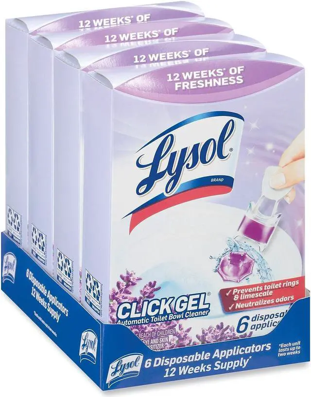 Alt view image 4 of 8 - LYSOL Brand Click Gel Automatic Toilet Bowl Cleaner Lavender Fields 6/Box 4 Boxes/Carton 89060CT