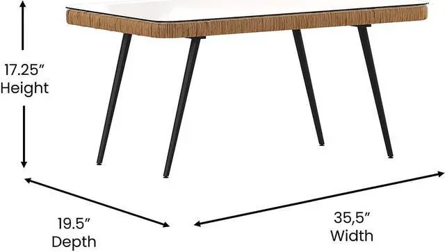 Alt view image 11 of 19 - Evin Boho 4 Piece Indoor/Outdoor Rope Rattan Patio Conversation Set with Tempered Glass Top Coffee Table and Gray Cushions, Natural