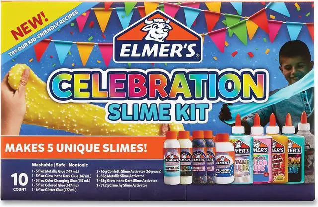 Alt view image 5 of 5 - Elmer's Celebration Slime Kit | Slime Supplies Include Assorted Magical Liquid Slime Activators and Assorted Liquid Glues, 10 Count