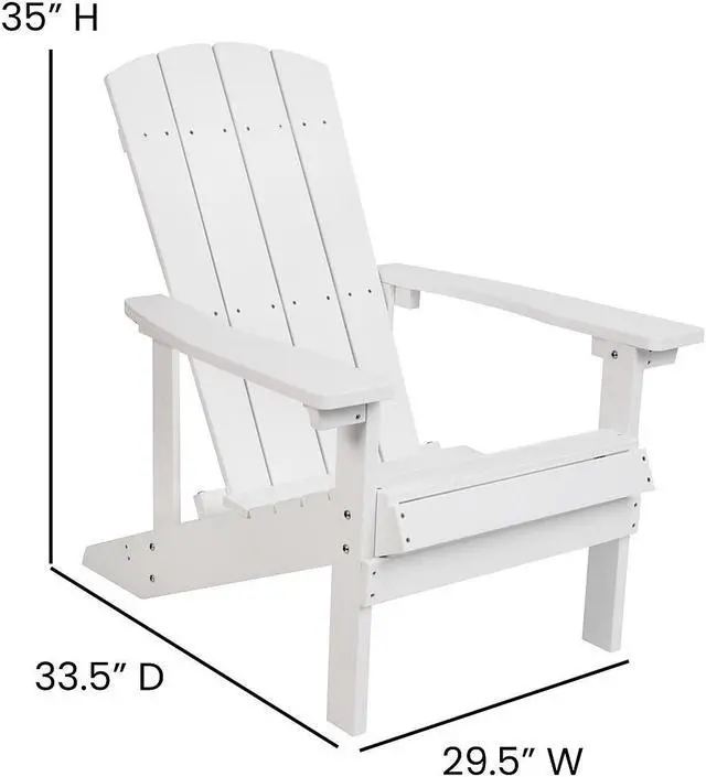 Alt view image 12 of 13 - Charlestown Set of 2 All-Weather Poly Resin Wood Adirondack Chairs in White with Gray Cushions for Deck, Porch, and Patio