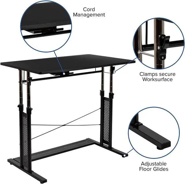 Alt view image 5 of 20 - Flash Furniture 39" Desk Office Bundle Set Black (BLNNAN21CPX5LBK)