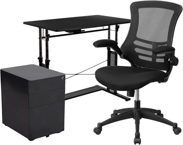 Main image of Flash Furniture 39" Desk Office Bundle Set Black (BLNNAN21CPX5LBK)