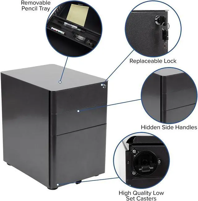 Alt view image 6 of 20 - Flash Furniture 39" Desk Office Bundle Set Black (BLNNAN21CPX5LBK)