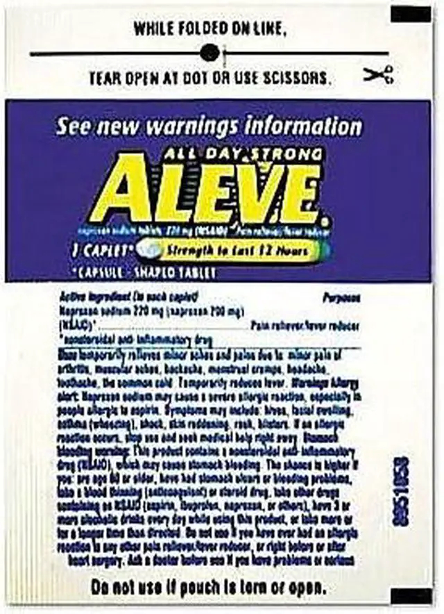 Alt view image 2 of 3 - Aleve Naproxin Tablets 220mg Refill Pack One Tablet/Packet 30 Packets/Box 51030