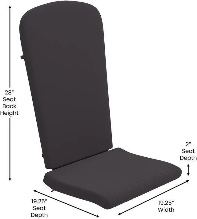 Alt view image 13 of 20 - Charlestown Set of 2 All-Weather Poly Resin Wood Adirondack Chairs in Gray with Gray Cushions for Deck, Porch, and Patio