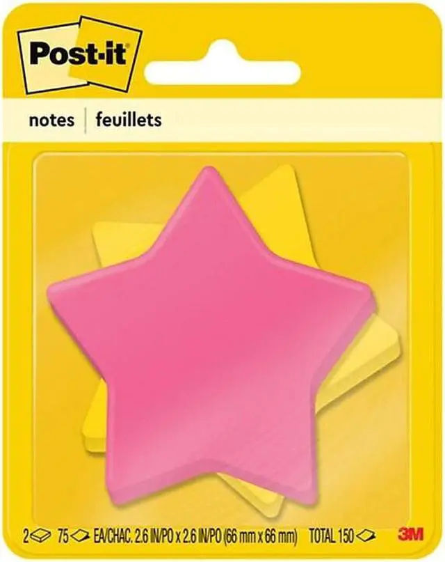 Main image of Post-it Die-Cut Shaped Notepads 2.6" x 2.6" Assorted Colors Star-Shaped 7350-STR