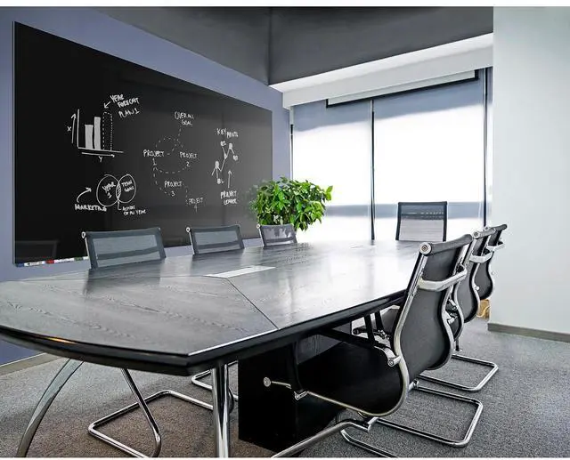 Alt view image 4 of 5 - Ghent ARIASM34BK Aria Low-Profile Frameless Magnetic Glassboard - 48" x 36" - Black Surface