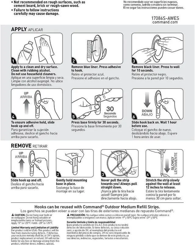 Alt view image 13 of 15 - Command All Weather Hooks and Strips Plastic Medium 2 Hooks & 4 Strips/Pack