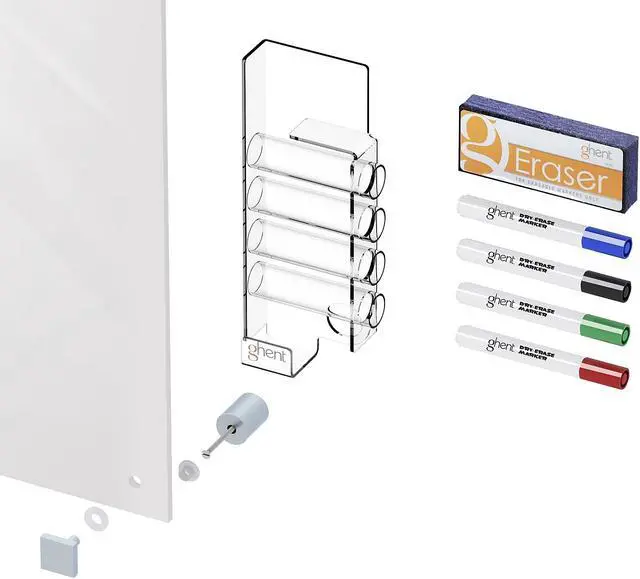 Alt view image 3 of 13 - Ghent Harmony Magnetic Glass Whiteboard with Square Corners 2'H x 3'W White