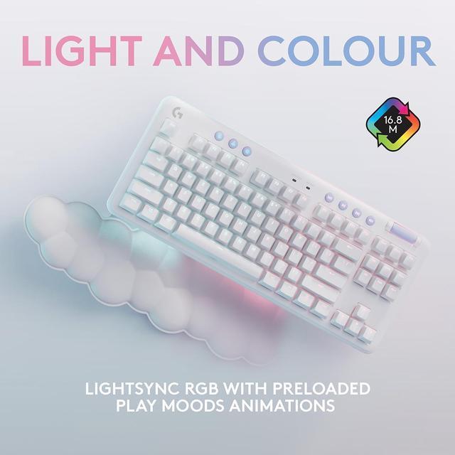 Alt view image 13 of 20 - Logitech G715 Wireless Mechanical Gaming Keyboard with LIGHTSYNC RGB Lighting, Lightspeed, Tactile Switches (GX Brown), and Keyboard Palm Rest, PC and Mac Compatible, White Mist