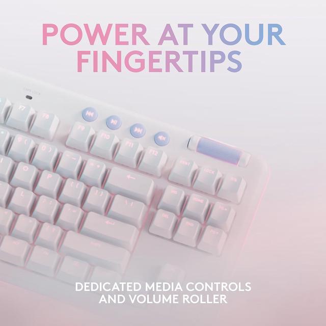 Alt view image 14 of 20 - Logitech G715 Wireless Mechanical Gaming Keyboard with LIGHTSYNC RGB Lighting, Lightspeed, Tactile Switches (GX Brown), and Keyboard Palm Rest, PC and Mac Compatible, White Mist