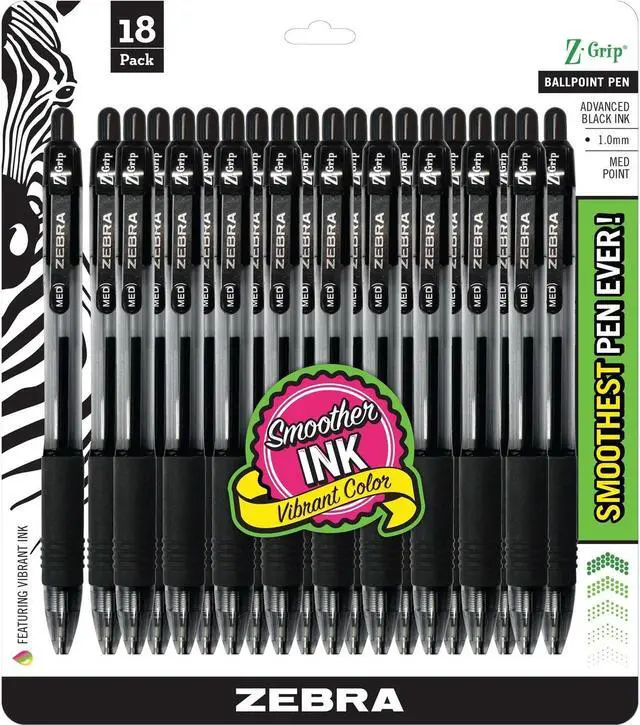 Alt view image 2 of 16 - Z-Grip Retractable Ballpoint Pen 1.0Mm 18/Pkg-Black