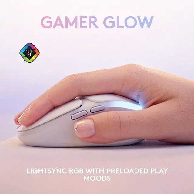 Alt view image 12 of 20 - Logitech G705 Wireless Gaming Mouse, Customizable LIGHTSYNC RGB Lighting, Lightspeed Wireless, Bluetooth Connectivity, Lightweight, PC/Mac/Laptop - White Mist