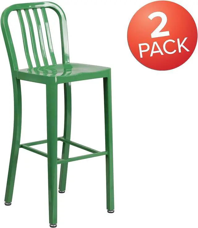 Alt view image 3 of 14 - Flash Furniture Commercial Grade 30" High Distressed Copper Metal Indoor-Outdoor Barstool with Back 4 Pack (4ET353430COP)