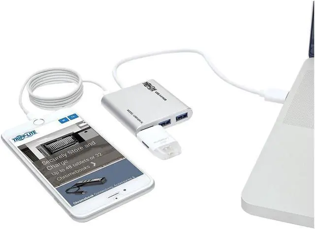 Alt view image 9 of 15 - Tripp Lite 4-Port Portable USB 3.0 SuperSpeed Mini Hub, Aluminum