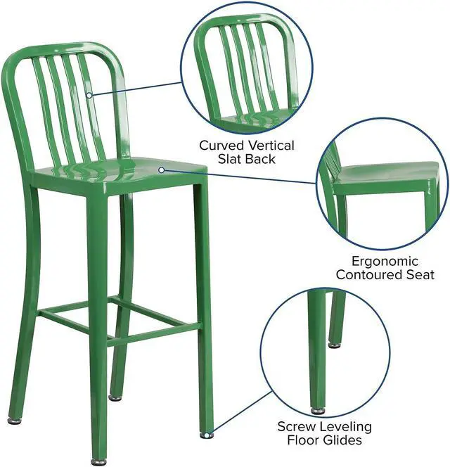 Alt view image 6 of 14 - Flash Furniture Commercial Grade 30" High Distressed Copper Metal Indoor-Outdoor Barstool with Back 4 Pack (4ET353430COP)