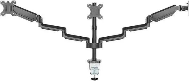 Alt view image 9 of 15 - Mount-It! Adjustable Triple Monitor Mount with Gas Spring Arms Up to 27" Black (MI-4753B)