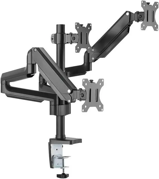 Alt view image 8 of 15 - Mount-It! Adjustable Triple Monitor Mount with Gas Spring Arms Up to 27" Black (MI-4753B)