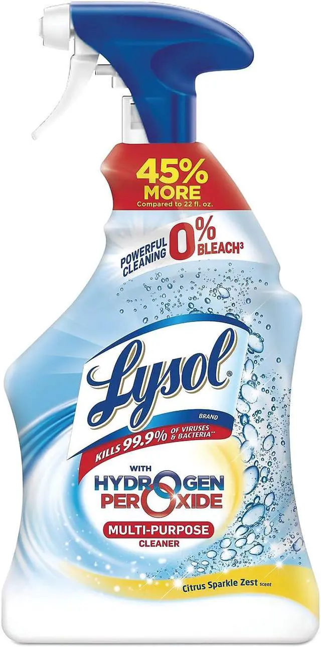 Main image of LYSOL Brand Multi-Purpose Hydrogen Peroxide Cleaner Citrus Sparkle Zest 32 oz Trigger Spray Bottle 9/Carton 89289CT