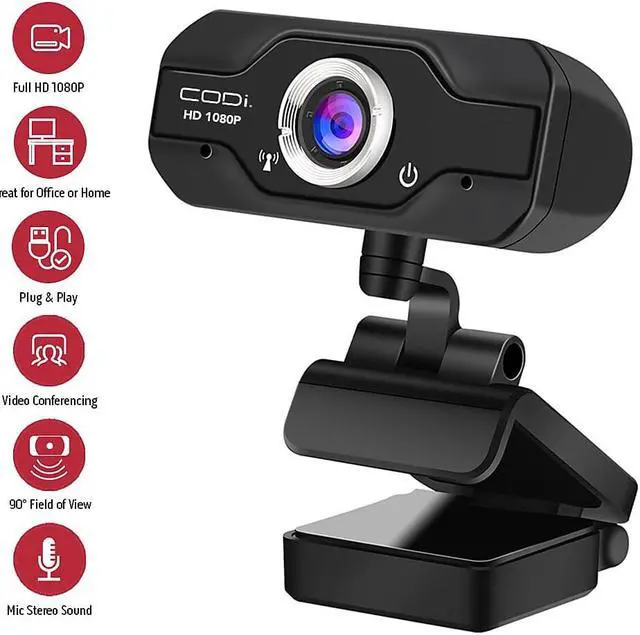 Alt view image 10 of 19 - CODi Aquila HD 1080P Fixed Focus Webcam Black (A05024)