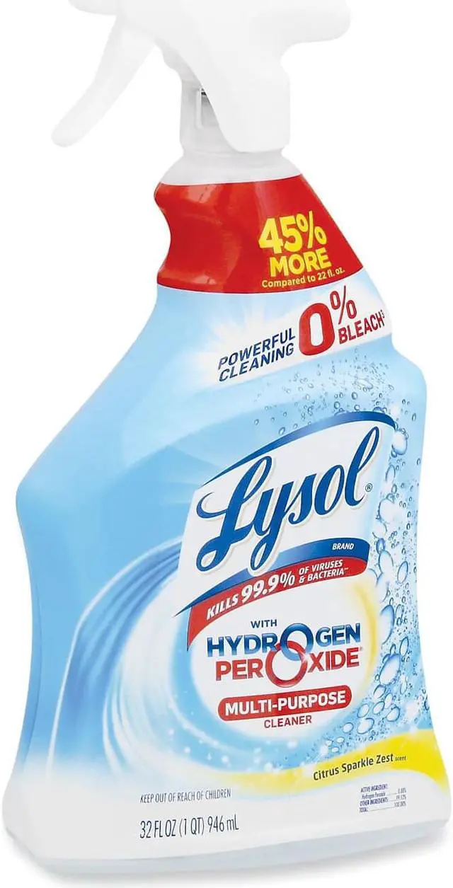 Alt view image 4 of 5 - LYSOL Brand Multi-Purpose Hydrogen Peroxide Cleaner Citrus Sparkle Zest 32 oz Trigger Spray Bottle 9/Carton 89289CT