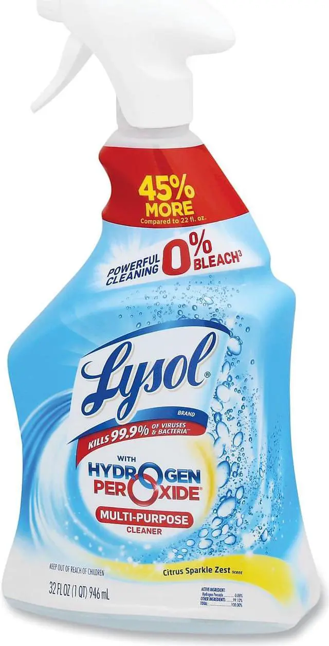 Alt view image 5 of 5 - LYSOL Brand Multi-Purpose Hydrogen Peroxide Cleaner Citrus Sparkle Zest 32 oz Trigger Spray Bottle 9/Carton 89289CT
