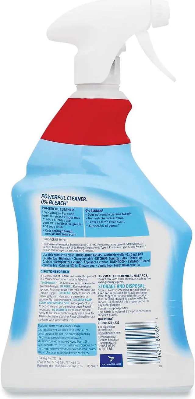 Alt view image 2 of 5 - LYSOL Brand Multi-Purpose Hydrogen Peroxide Cleaner Citrus Sparkle Zest 32 oz Trigger Spray Bottle 9/Carton 89289CT